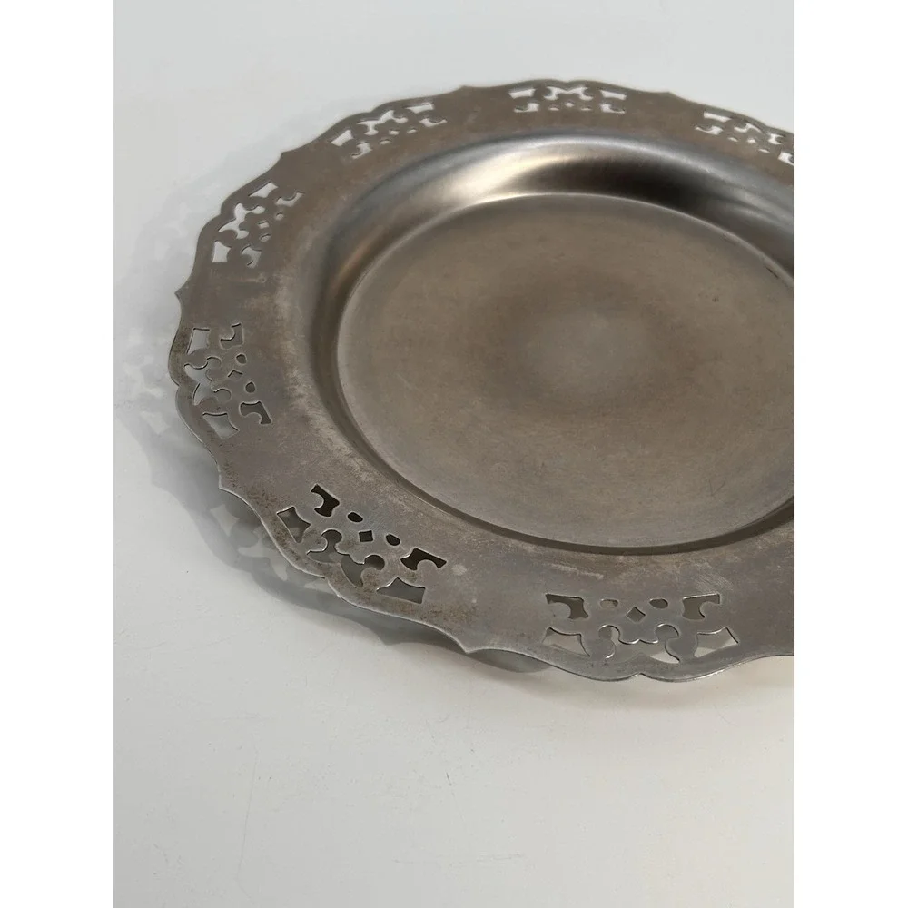 Vintage WM A Rogers Silverplate Pierced Rim Serving Plate Dish Allegheny Metal‎